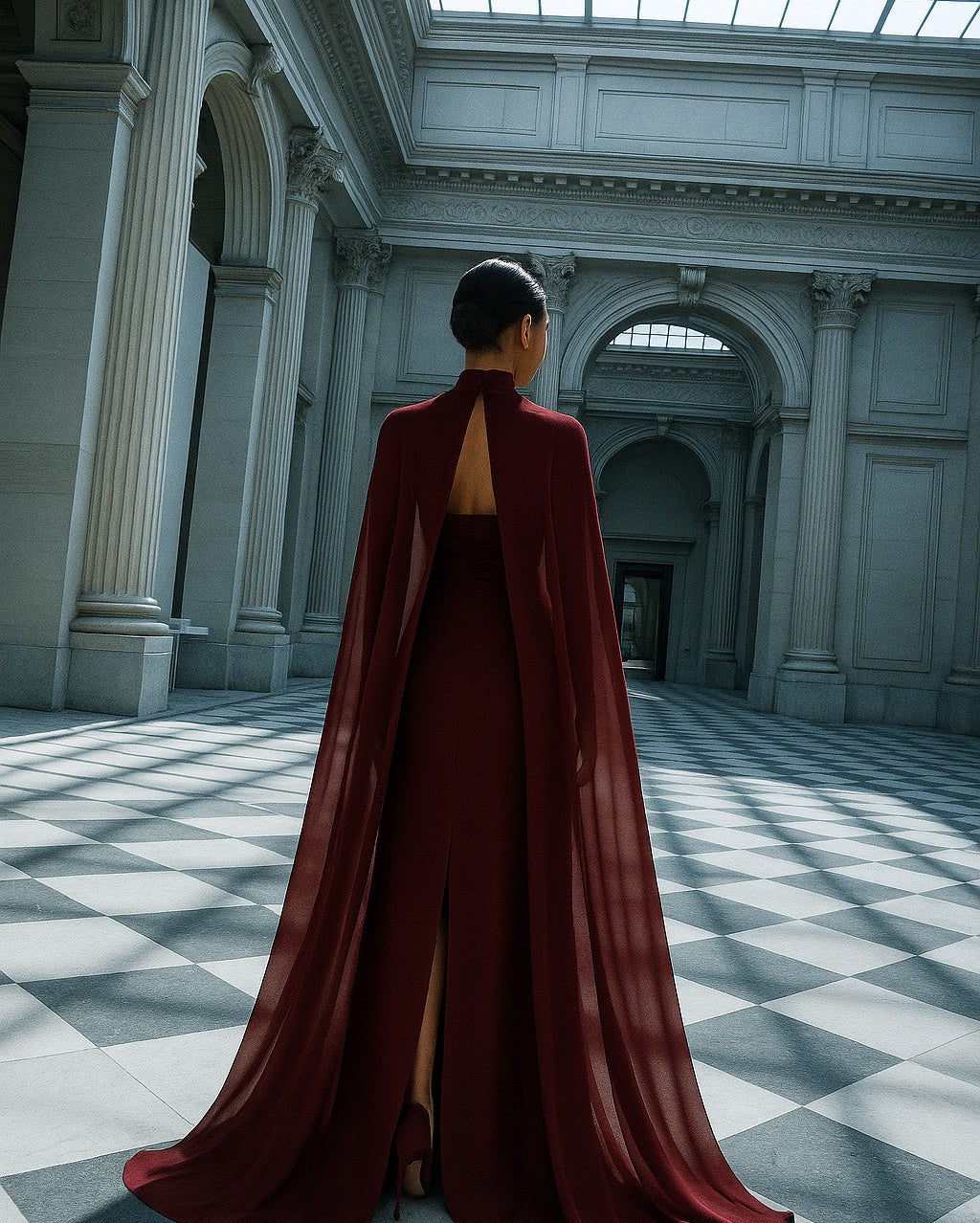 Pre- order Serena Black Cherry Maxi Dress - DE NOIR