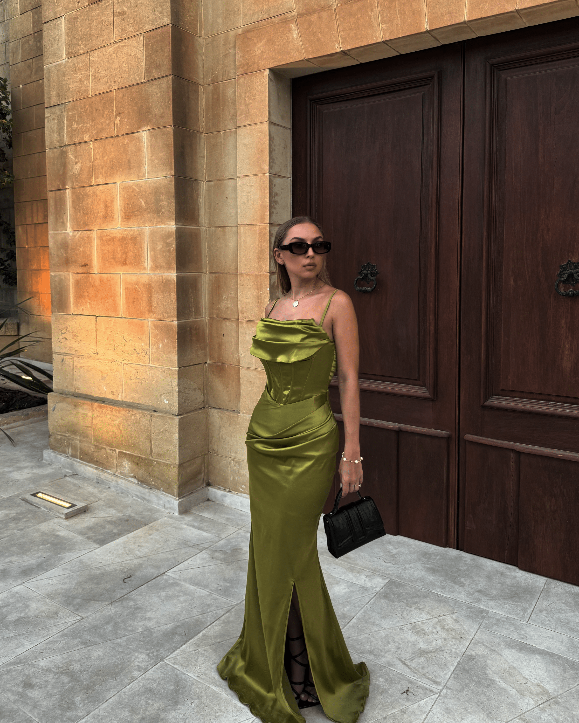 Olivia Olive Maxi Dress - DE NOIR