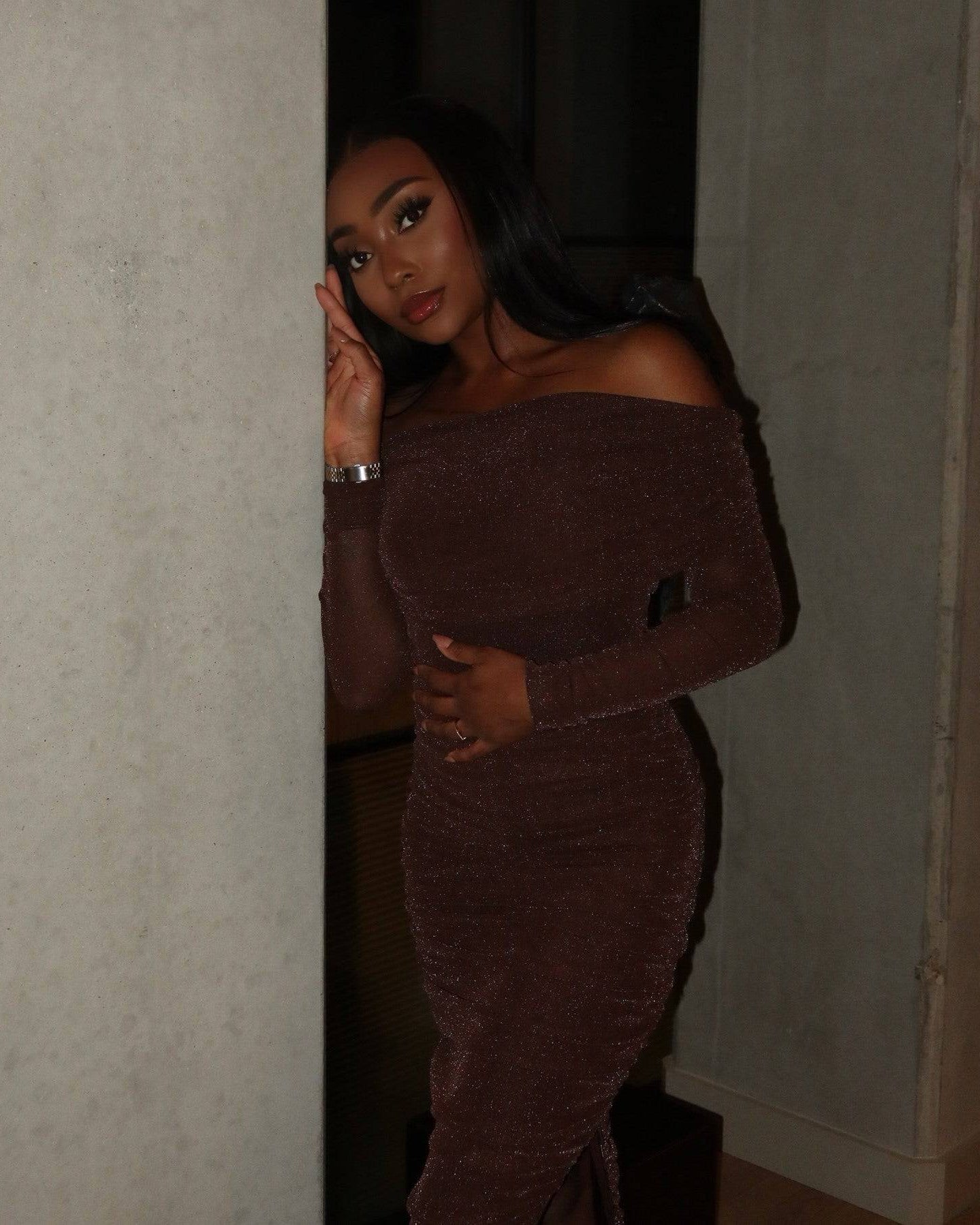 Nour Brown Maxi Dress - DE NOIR