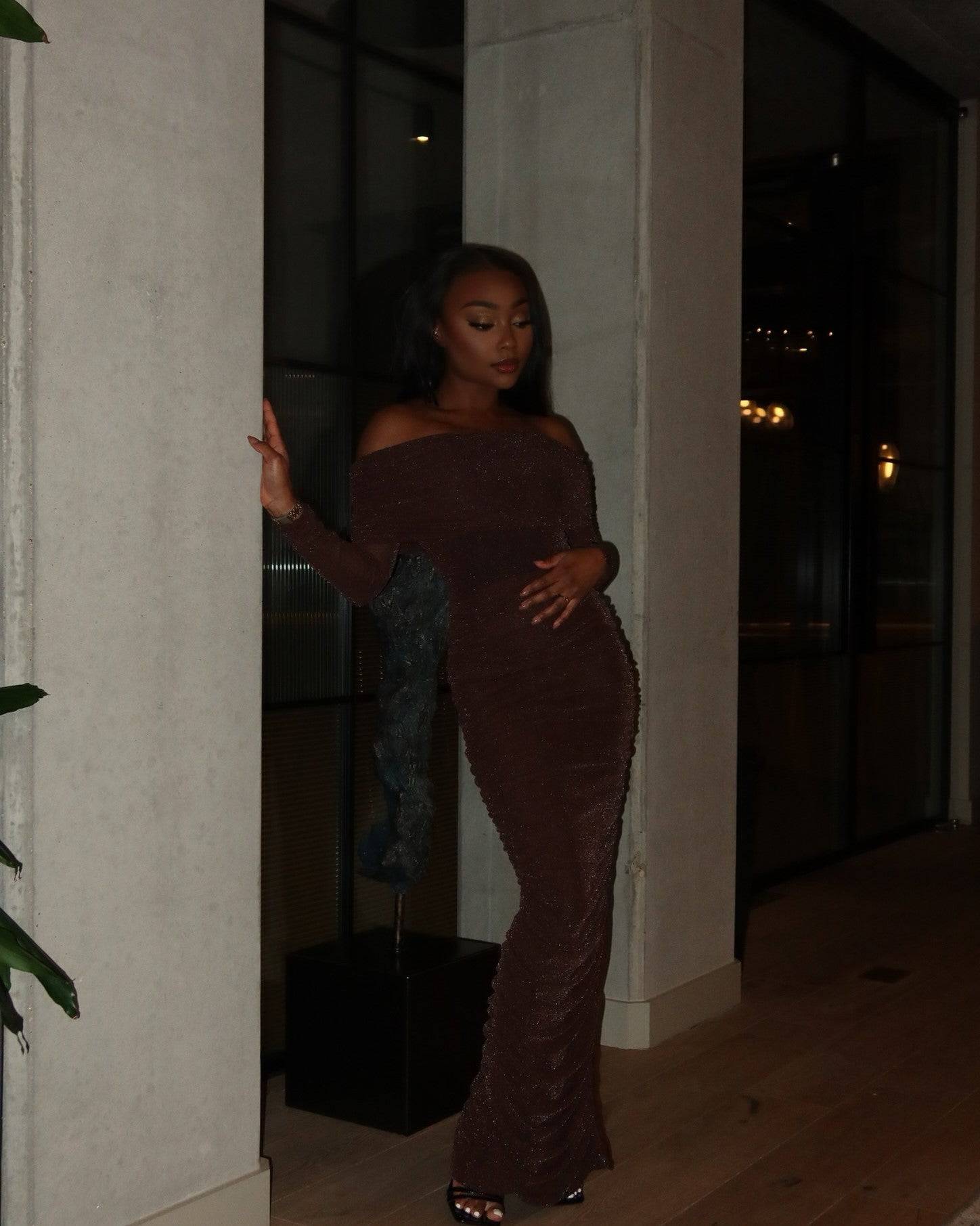 Nour Brown Maxi Dress - DE NOIR