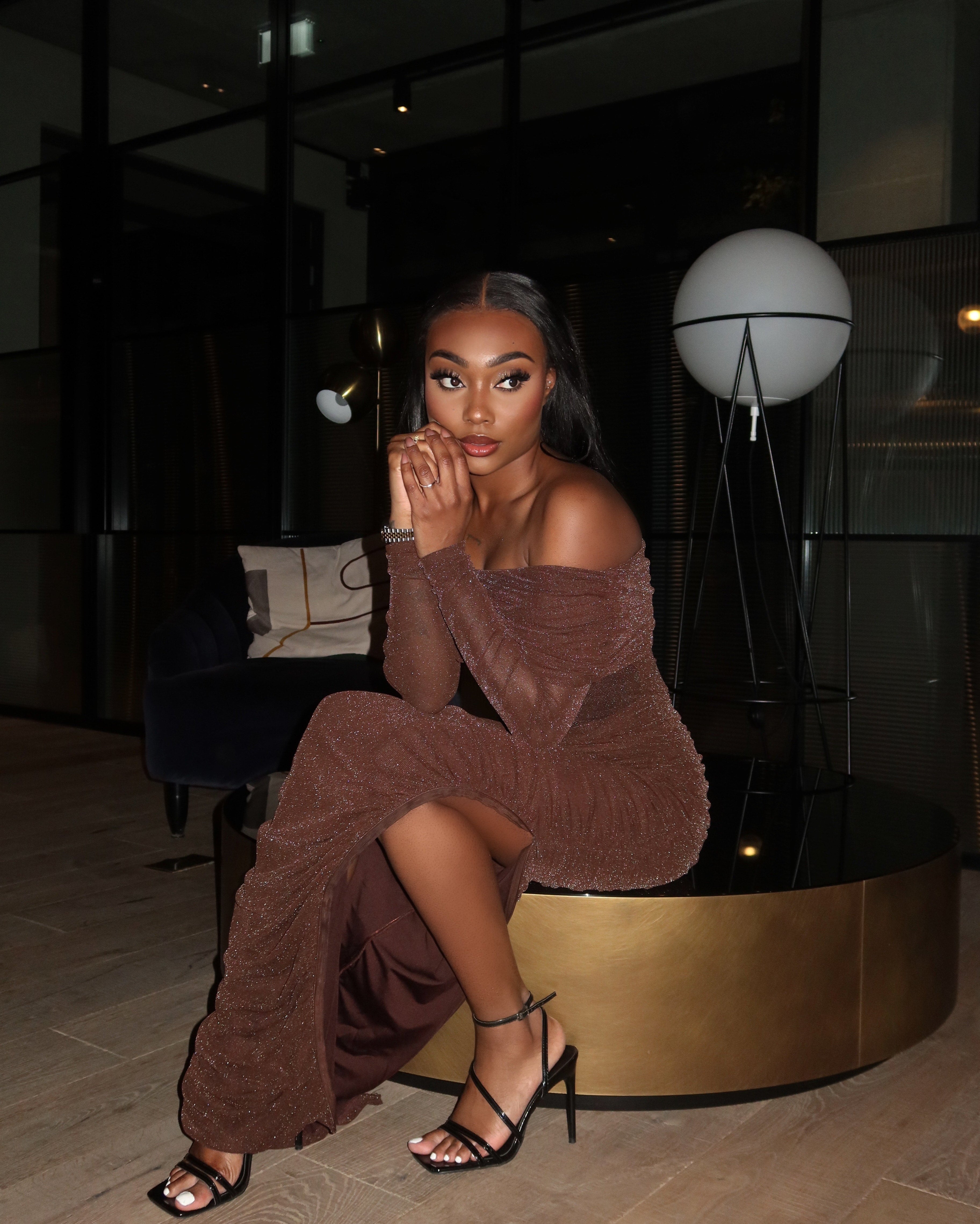 Nour Brown Maxi Dress - DE NOIR