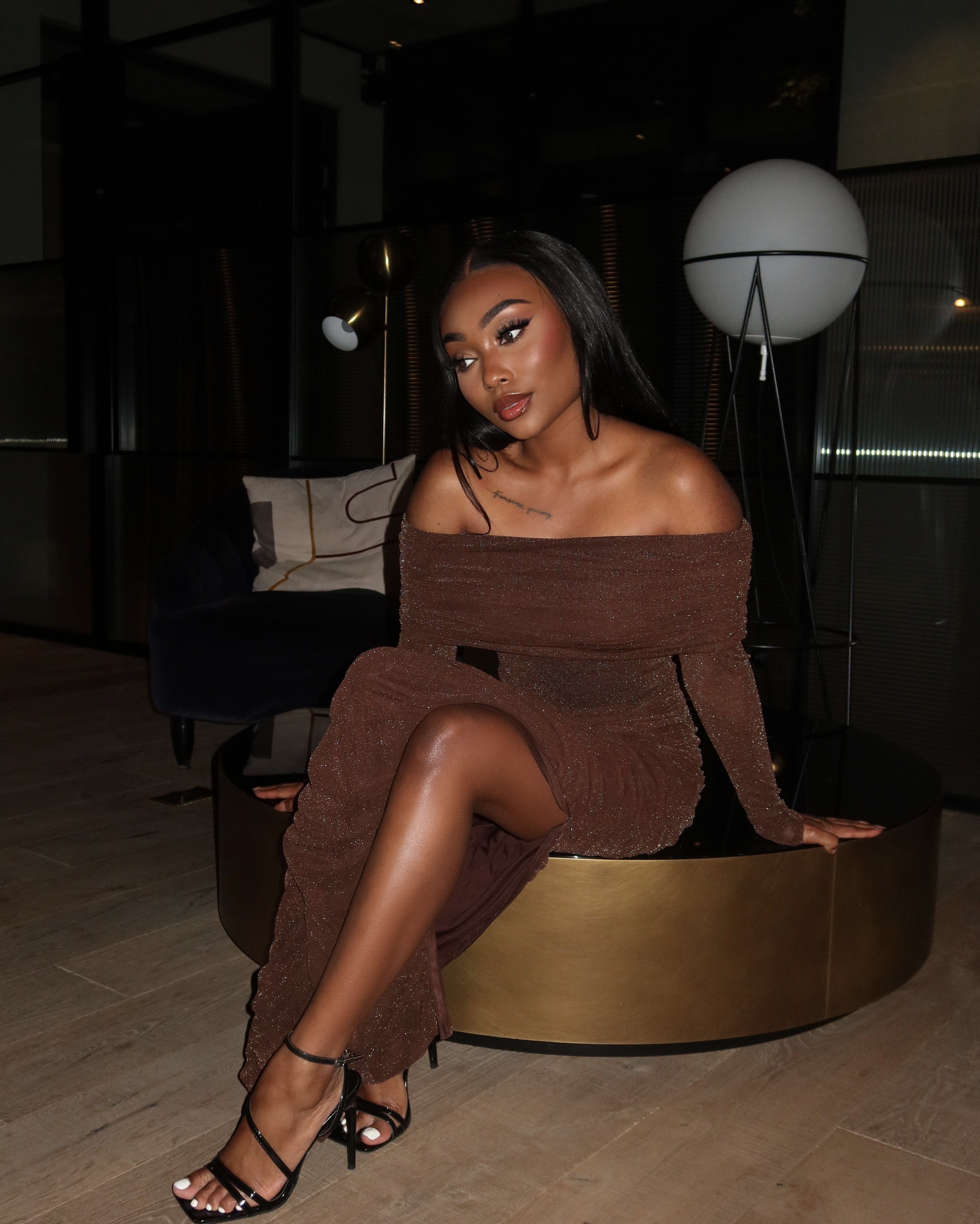 Nour Brown Maxi Dress - DE NOIR