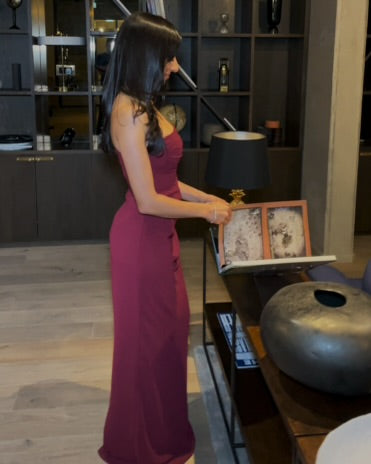 Burgundy evening dress