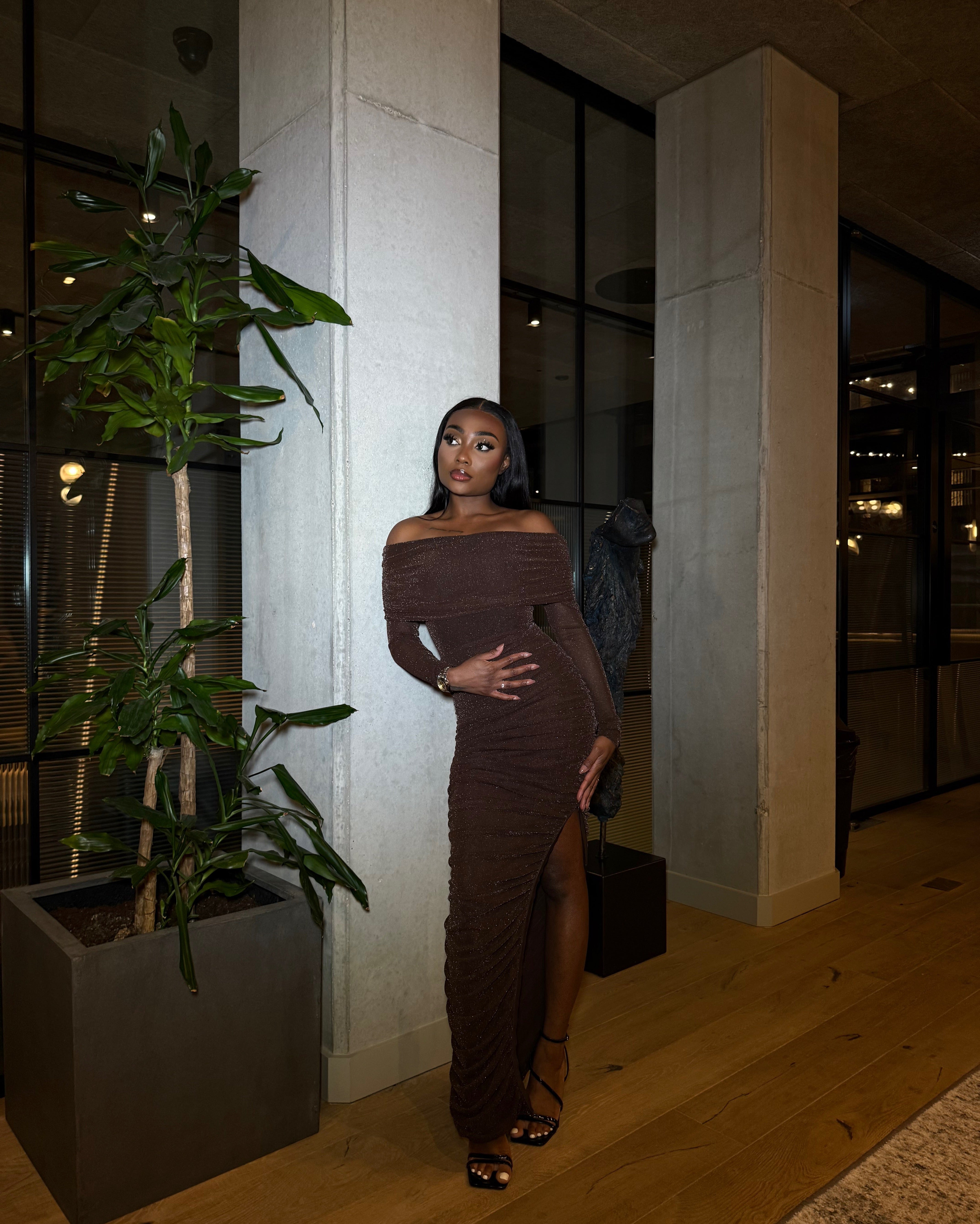 Nour Brown Maxi Dress - DE NOIR