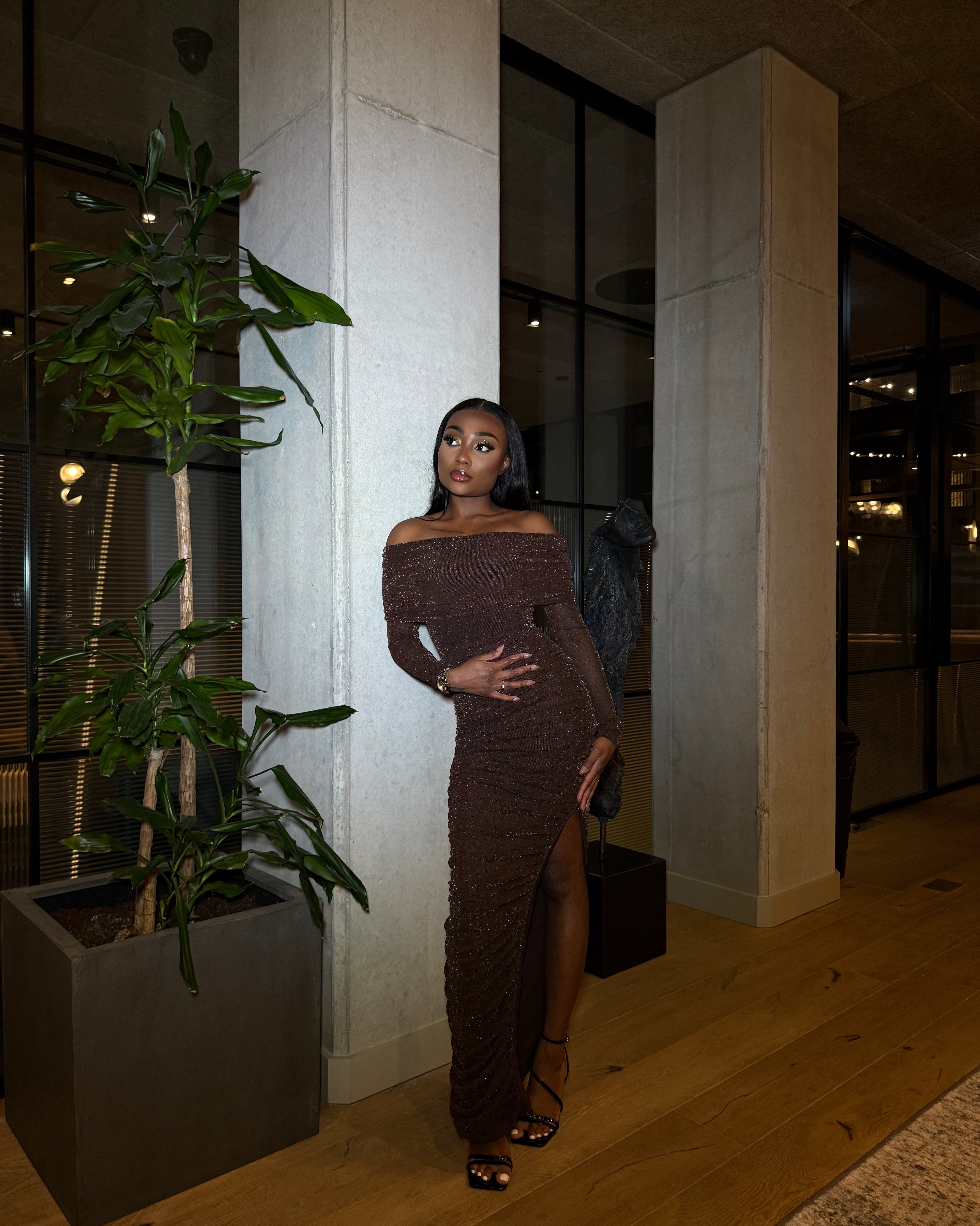 Nour Brown Maxi Dress - DE NOIR