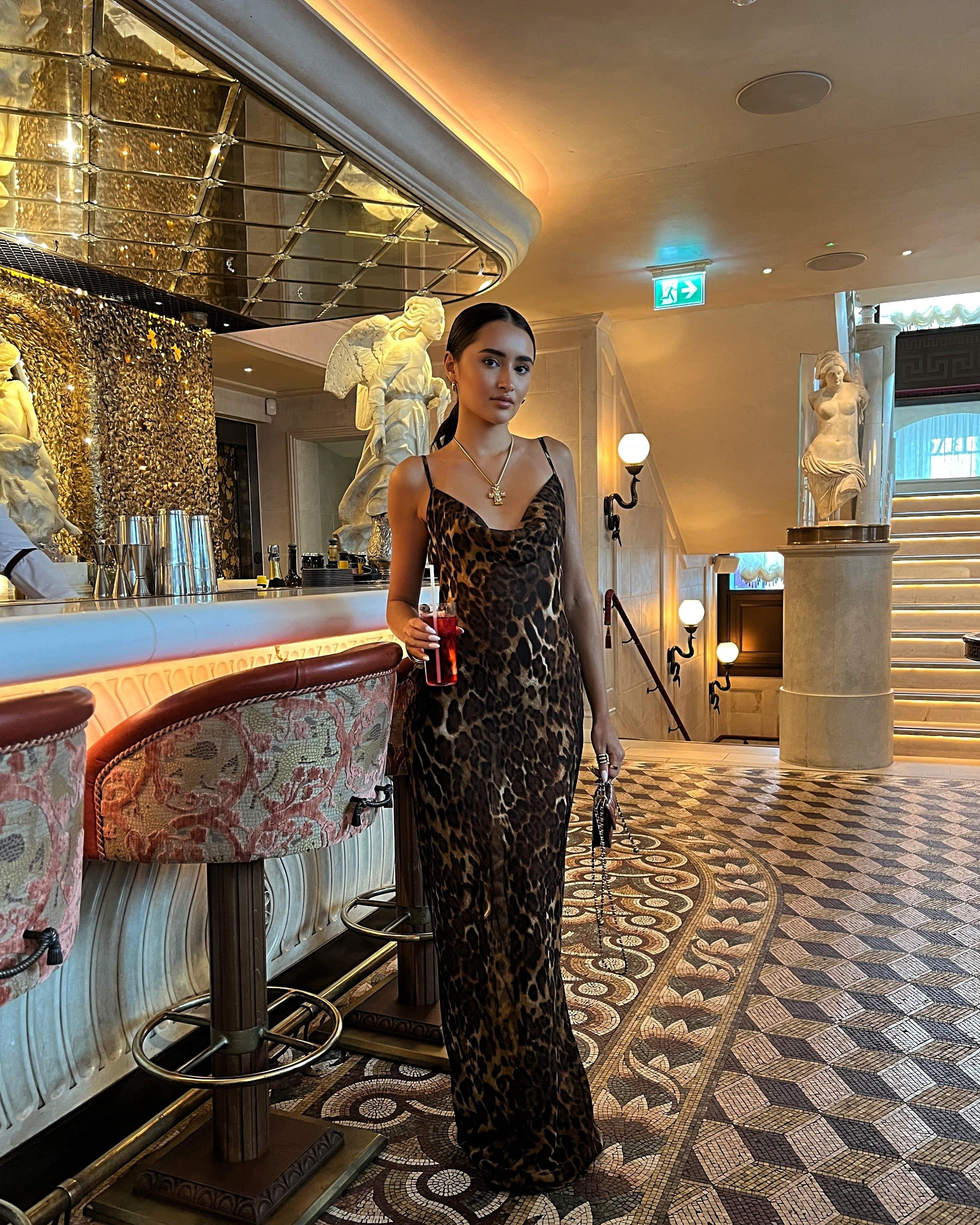 Sollore Cheeta Printed Maxi Dress - DE NOIR