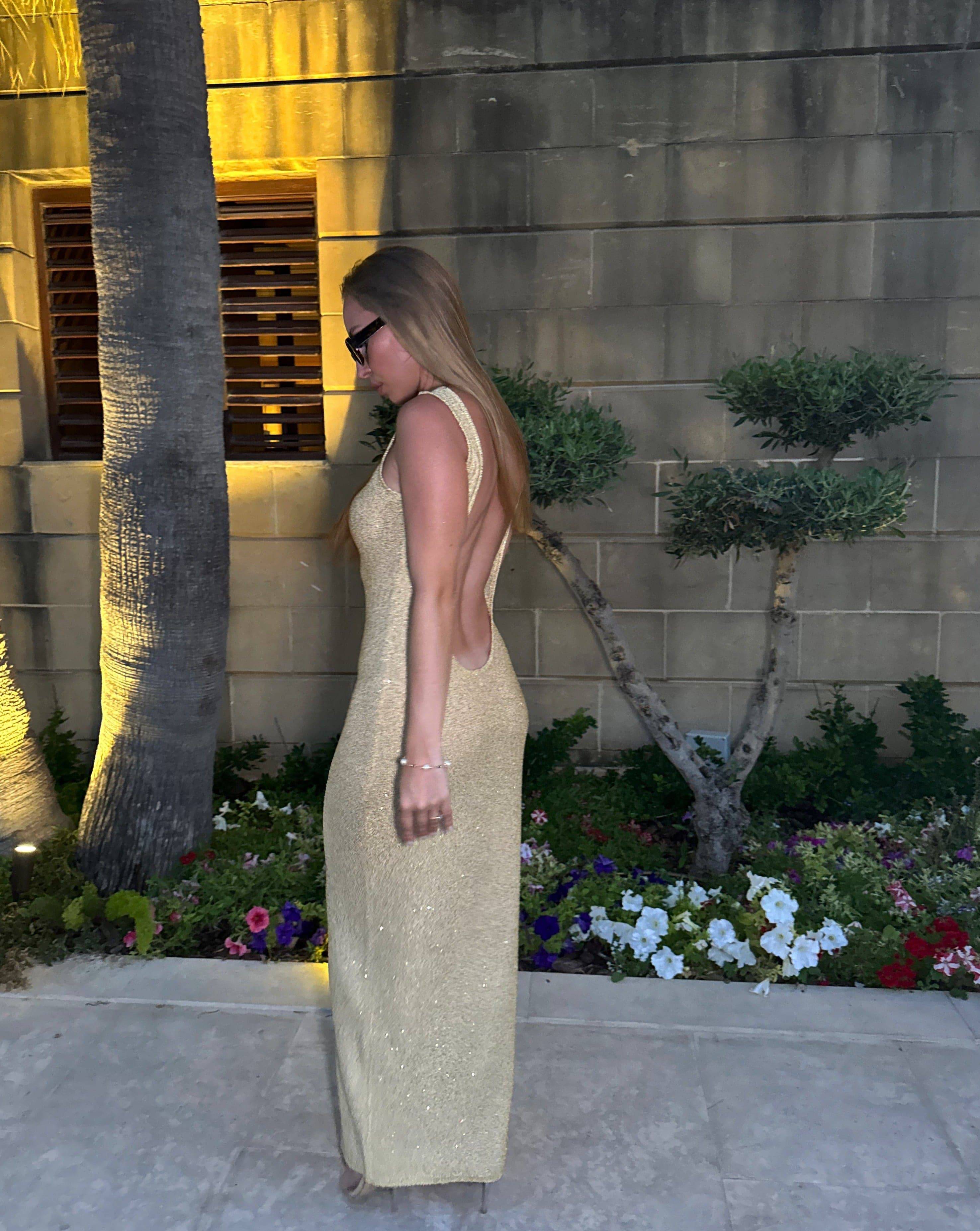 Asmira Knitted Sequin Maxi Dress - DE NOIR