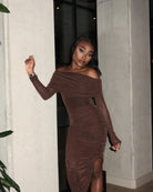 Nour Brown Maxi Dress - DE NOIR