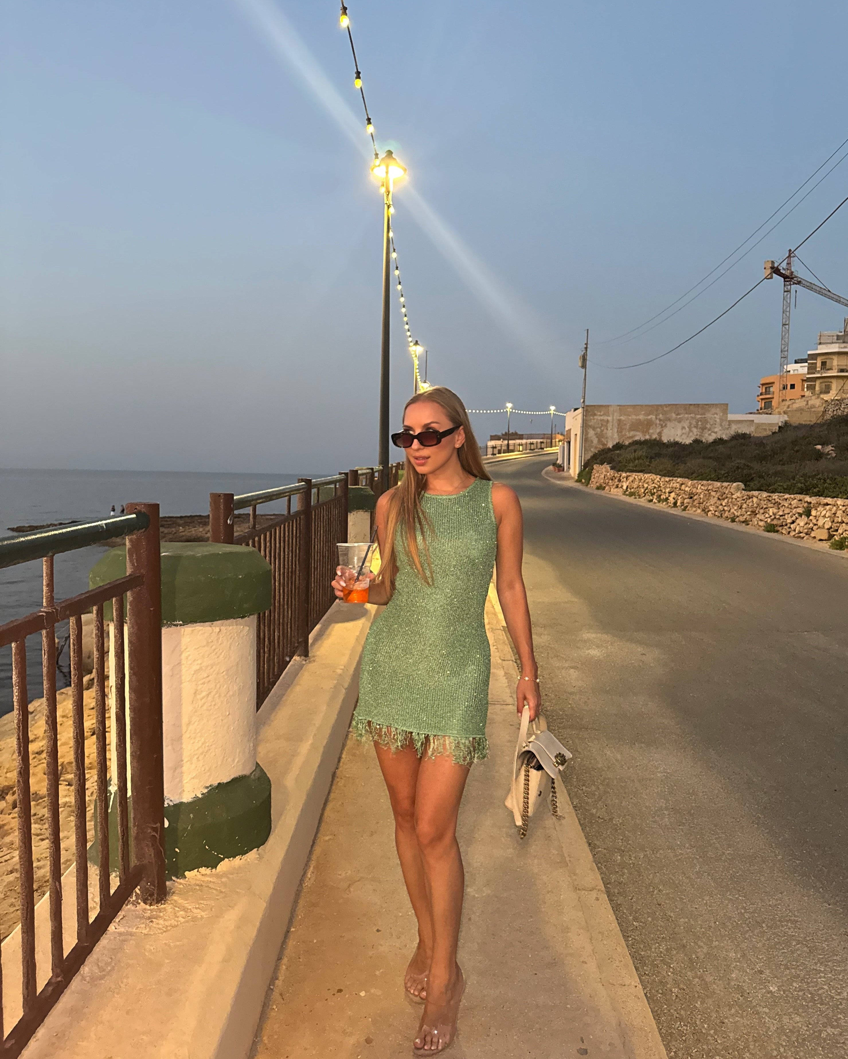 Elise Knitted Mini Dress Sequin - DE NOIR