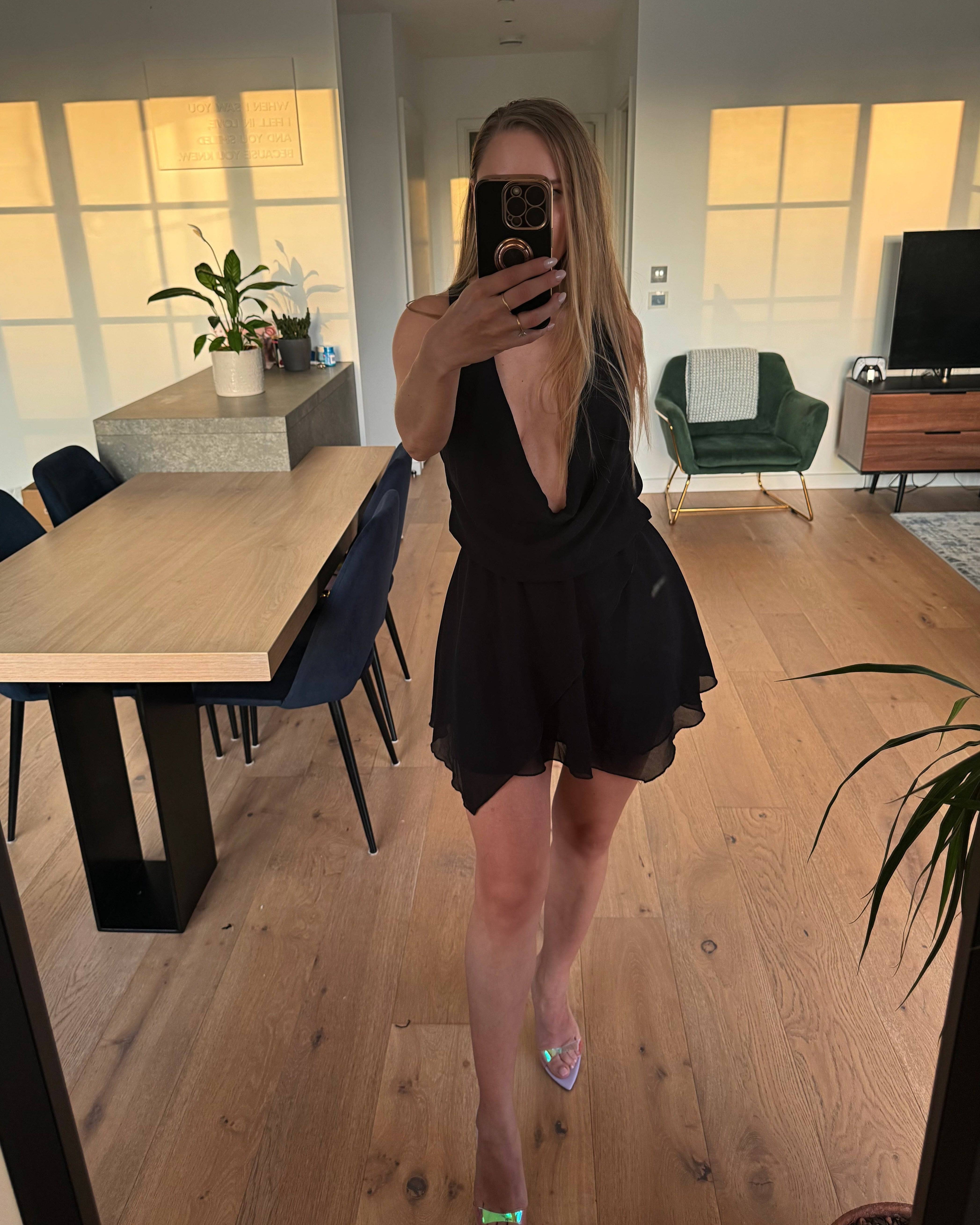 Mesh Black Mini Dress - DE NOIR