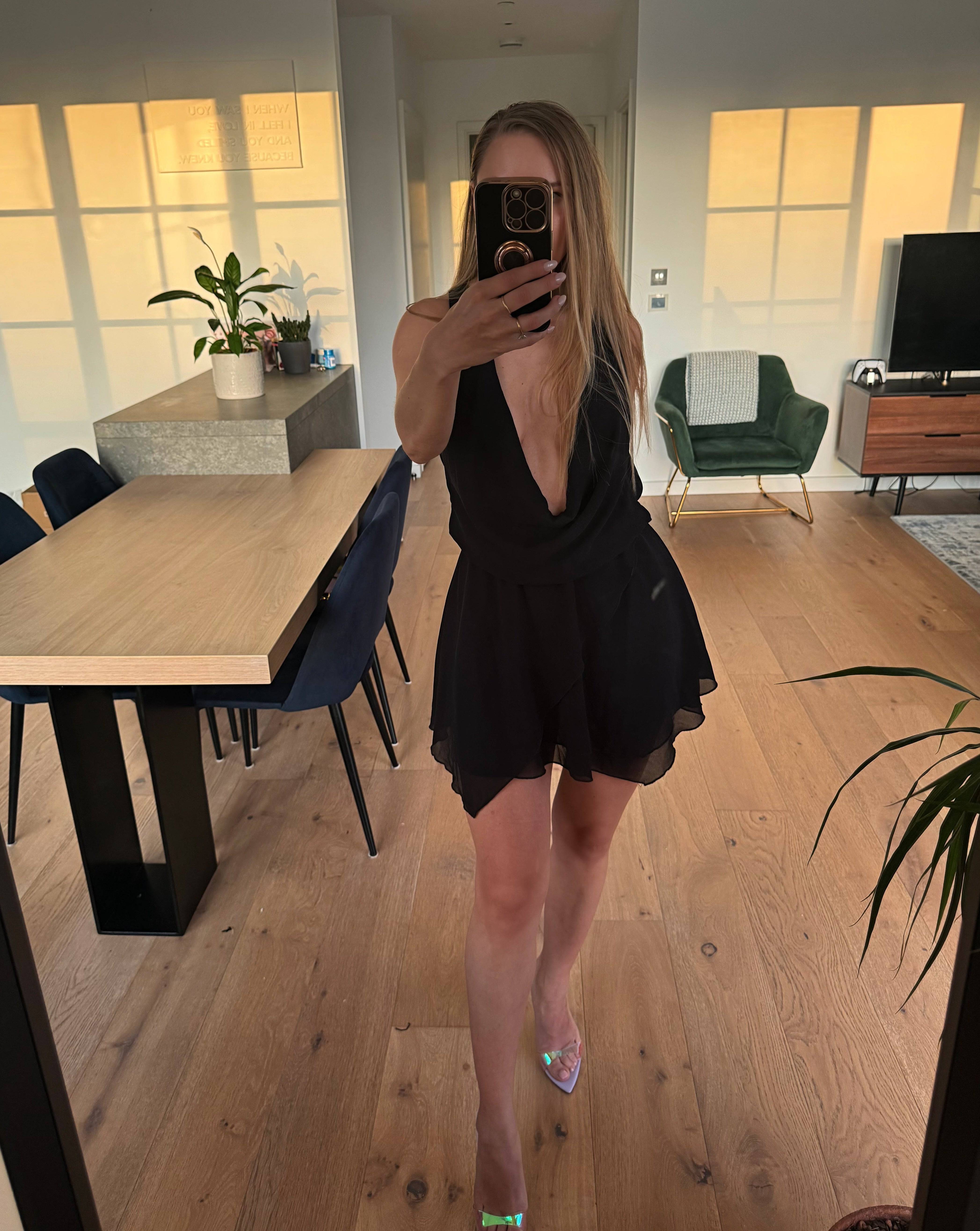 Mesh Black Mini Dress - DE NOIR
