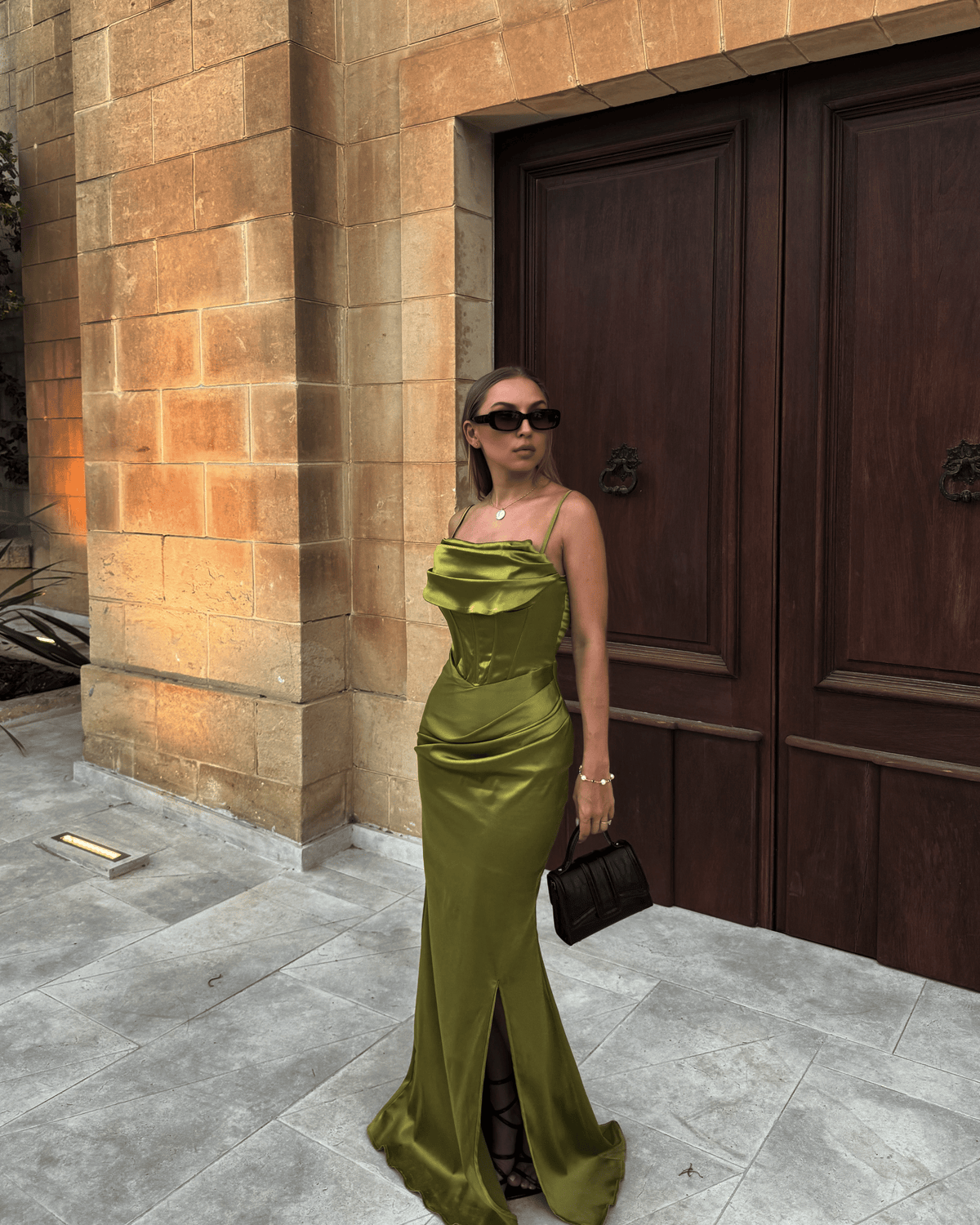 Olivia Olive Maxi Dress - DE NOIR