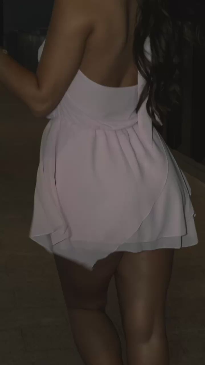 Mesh Pink Mini Dress with open back  - Barbie