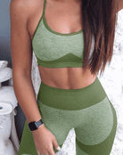 Seamless Sports Bra Two Shade in Green