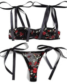 Embroidered Underwear Set in Black