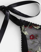 Embroidered Underwear Set in Black