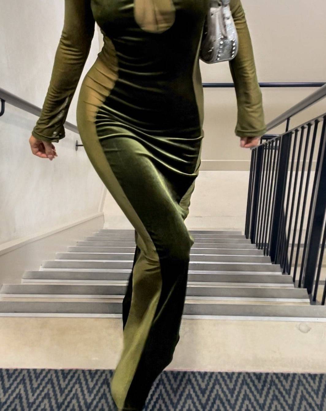 Giselle Khaki Maxi Dress - De Noir