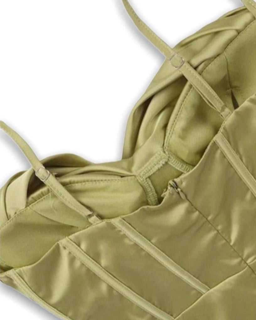 Saffron Olive Midi Dress - De Noir