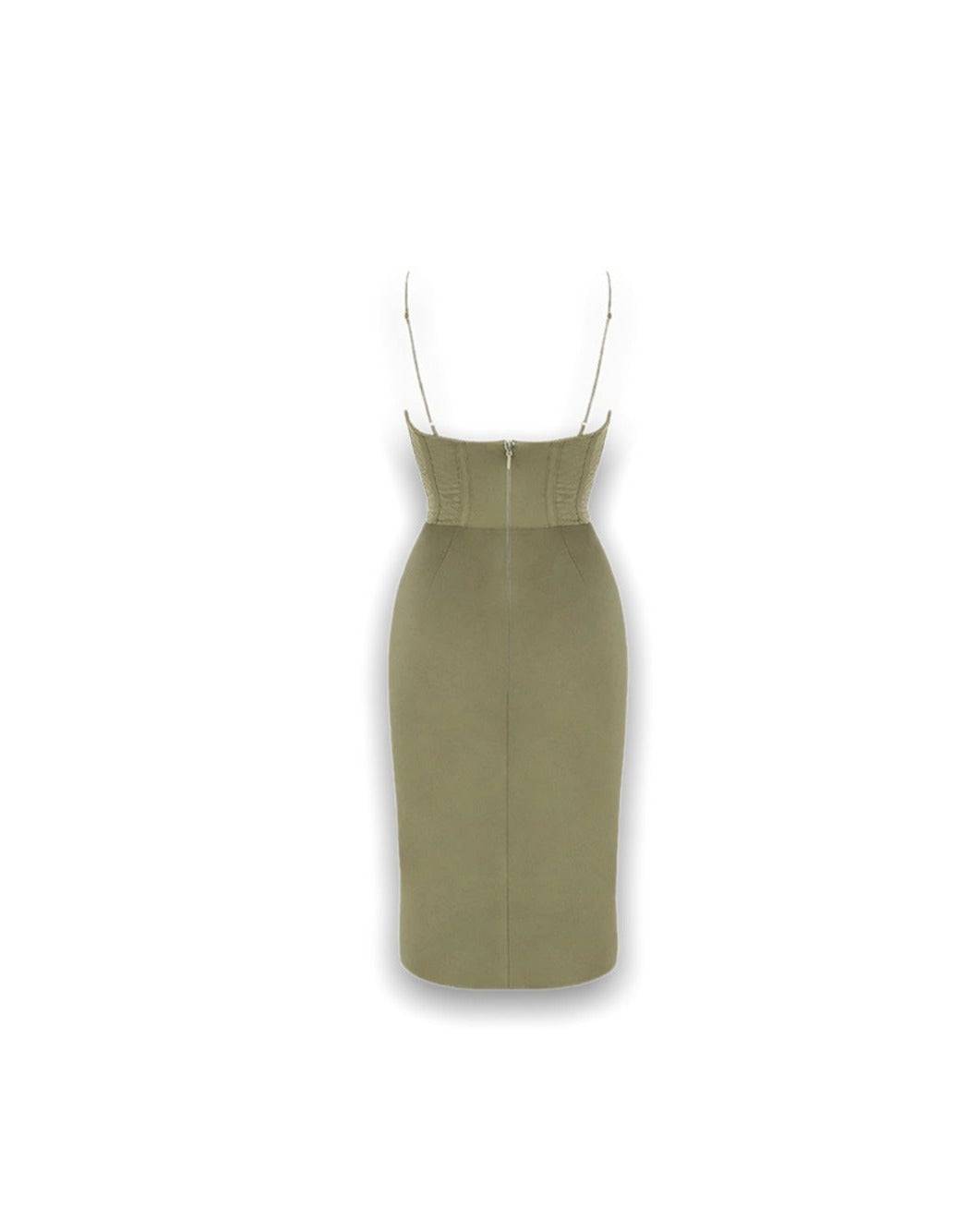 Saffron Olive Midi Dress - De Noir