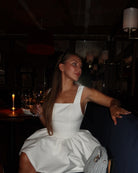 Cotton blend white mini dress 