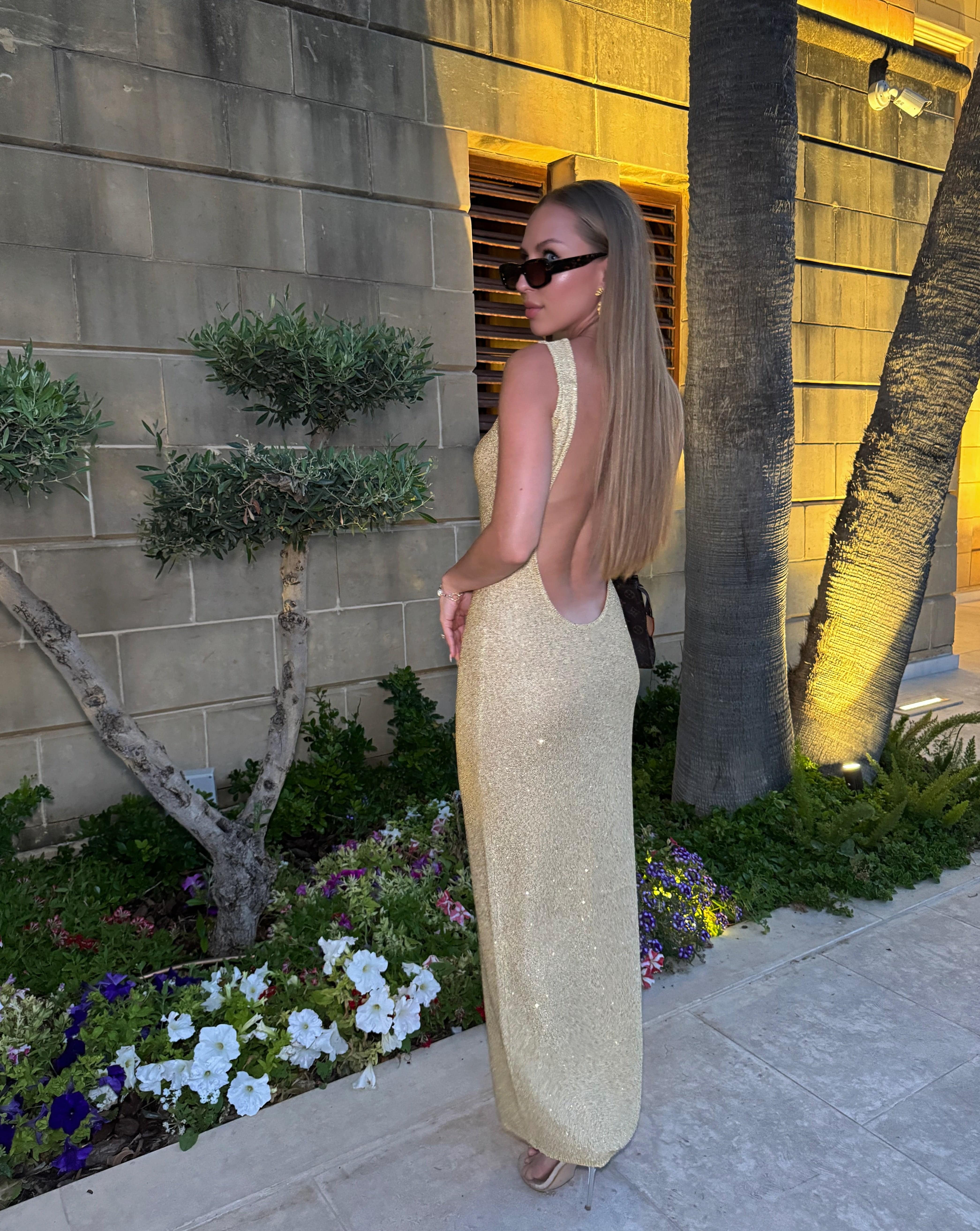 Asmira Knitted Sequin Maxi Dress - DE NOIR 