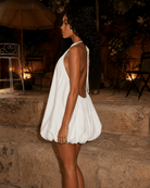 Capri White Bubble Mini Dress - front view - DE NOIR