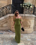 Green chiffon corset maxi dress - occasion wear DE NOIR