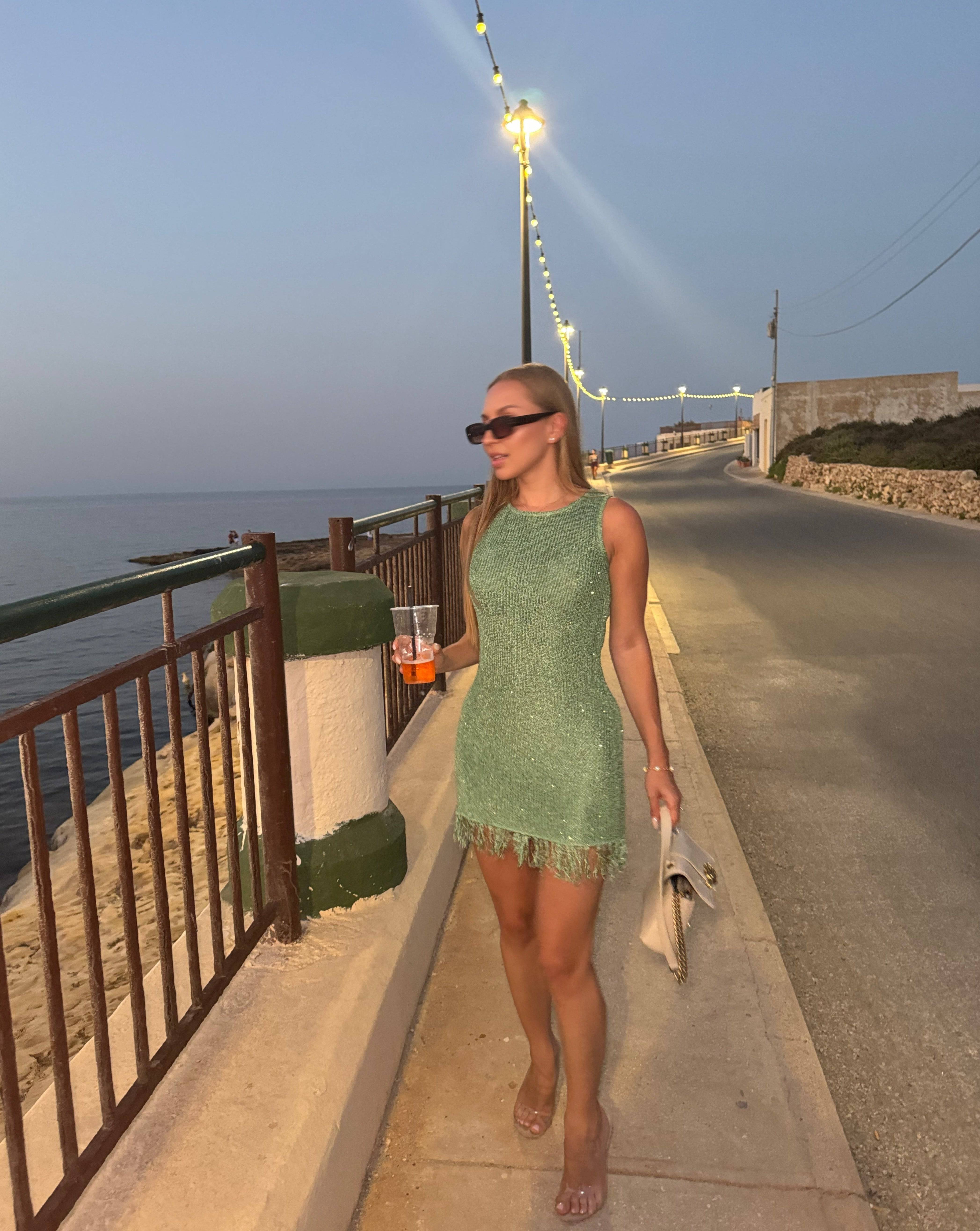 Elise Knitted Mini Dress Sequin - DE NOIR 