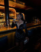 Penelope Black Diamante Mini Dress - DE NOIR 