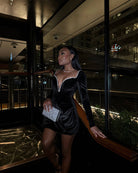 Penelope Black Diamante Mini Dress - DE NOIR 