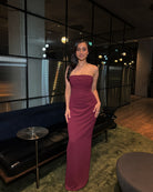 Corset burgundy maxi dress