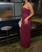 Chiffon burgundy maxi dress