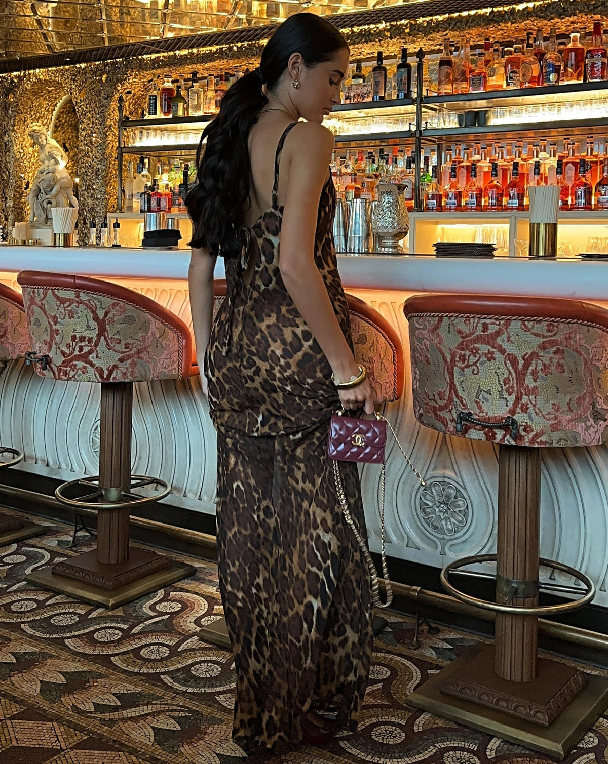 Sollore Cheeta Printed Maxi Dress - DE NOIR 