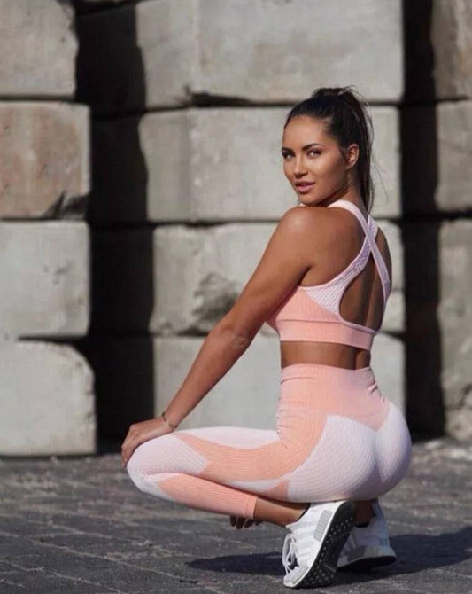 Seamless Sports Ankle Leggings in Peach 