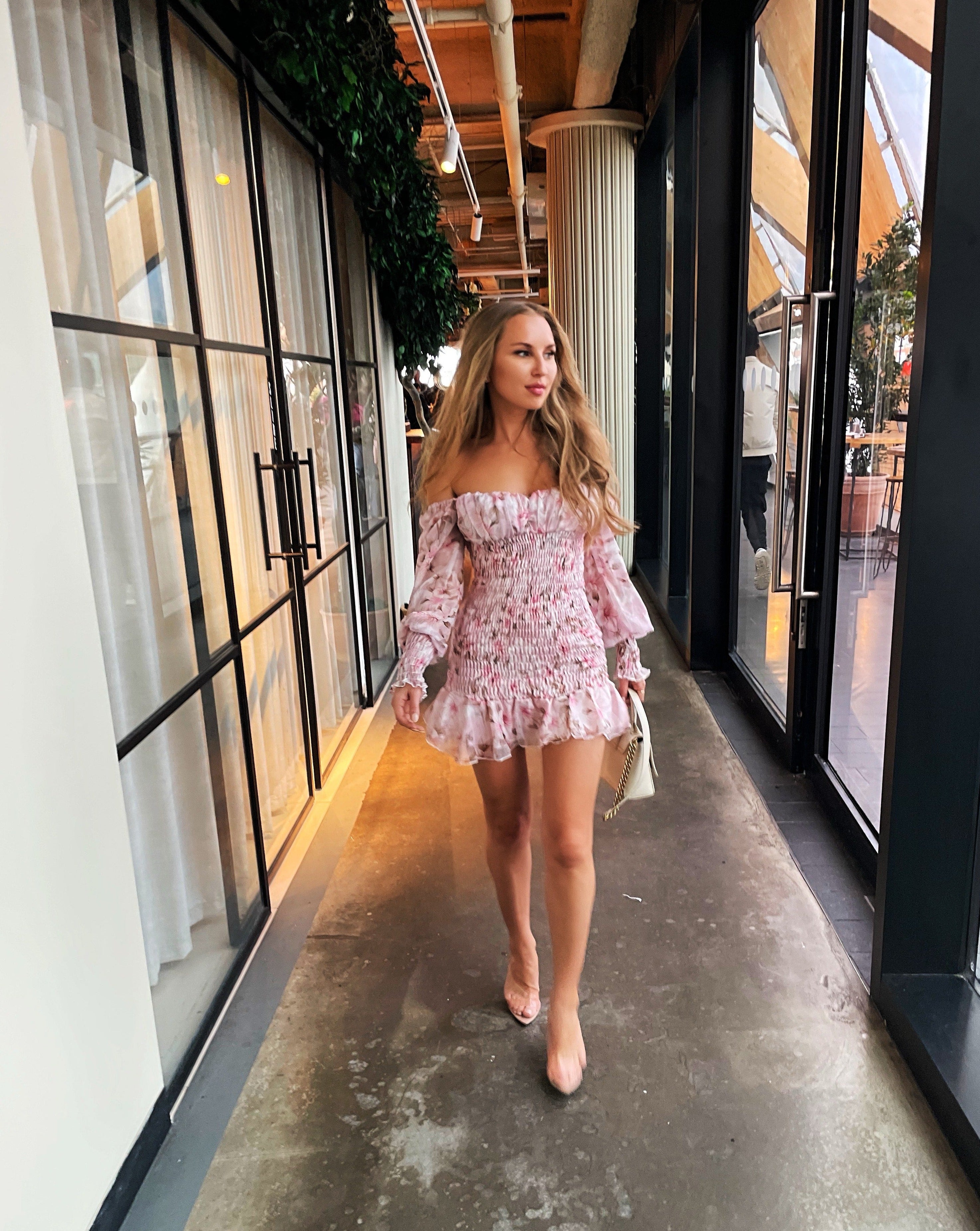 Sofia Pink Mini Dress - De Noir 